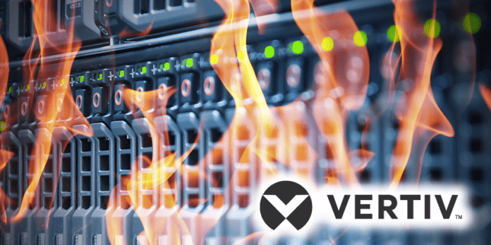 Illustration of a data centre with heat waves in the background.